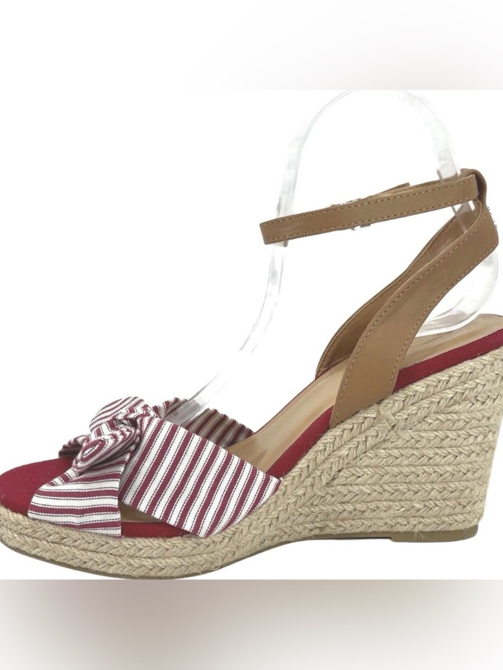 Striped Red Sandals with Bow - Picture 3 of 6